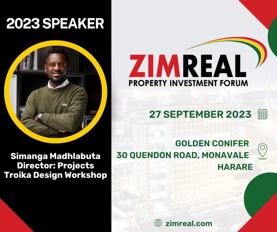 I’m looking forward to joining conversations with leading real estate investors, developers and practitioners on 27th September at the ZimReal Property Forum.

We will chart a strategic roadmap to stimulate economic growth through property investment and development. Come join us