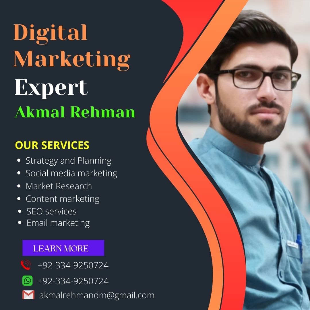 AkmalRehmandm's tweet photo. I'm a professional Digital Marketing Expert. I use social media platforms to promote products and offer various services. 
#DigitalMarketing #Marketing #BusinessGrowth #services #onlinework #socialmediamarketing #MarketingTips #MarketingStrategy #MarketingDigital #akmalrehmandm https://t.co/QFe3G2d5hn