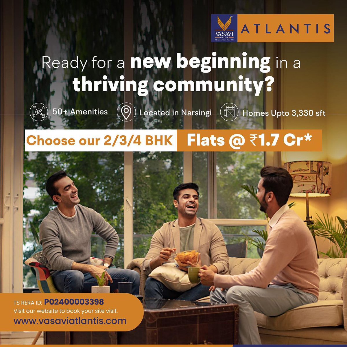 VasaviAtlantis's tweet photo. Flats In Narsingi Hyderabad.
#vasaviatlantis is a premium #gated community of 3BHK &amp; 4 BHK apartments right in the heart of the city at #Narsingi, #Hyderabad near Financial District &amp; Kokapet amidst the twinkling lights of Gachibowli 
https://t.co/KuY971evKY https://t.co/EOZmEjaHSx