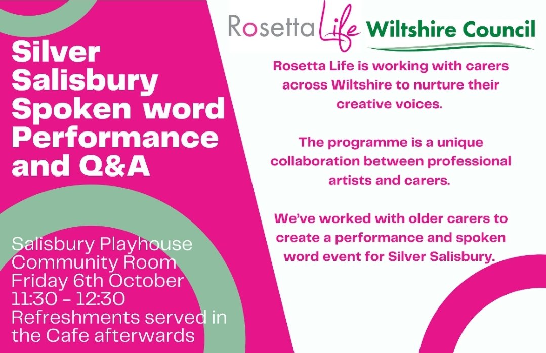 Helen Dowse, Carers' Champion for Salisbury #Carer (@dowse_helen) on Twitter photo Another lovely event for our #Carers in #Salisbury. Do come along and tell carers you support about the <a href="/rosettalife/">Rosetta Life</a> sessions. @KLinakerSEPM <a href="/SalisburyNHS/">Salisbury Hospital</a> @salisburygp <a href="/CancerSalisbury/">Cancer Support Salisbury</a> <a href="/AlzheimersSupp/">Alzheimer's Support</a> <a href="/ArtCareUK/">ArtCareUK</a> <a href="/RebSeymour/">Rebecca Seymour</a> <a href="/WellCitySals/">Well-City Salisbury</a> <a href="/AWPNHS/">AWP Mental Health</a> Another lovely event for our #Carers in #Salisbury. Do come along and tell carers you support about the <a href="/rosettalife/">Rosetta Life</a> sessions. @KLinakerSEPM <a href="/SalisburyNHS/">Salisbury Hospital</a> @salisburygp <a href="/CancerSalisbury/">Cancer Support Salisbury</a> <a href="/AlzheimersSupp/">Alzheimer's Support</a> <a href="/ArtCareUK/">ArtCareUK</a> <a href="/RebSeymour/">Rebecca Seymour</a> <a href="/WellCitySals/">Well-City Salisbury</a> <a href="/AWPNHS/">AWP Mental Health</a>
