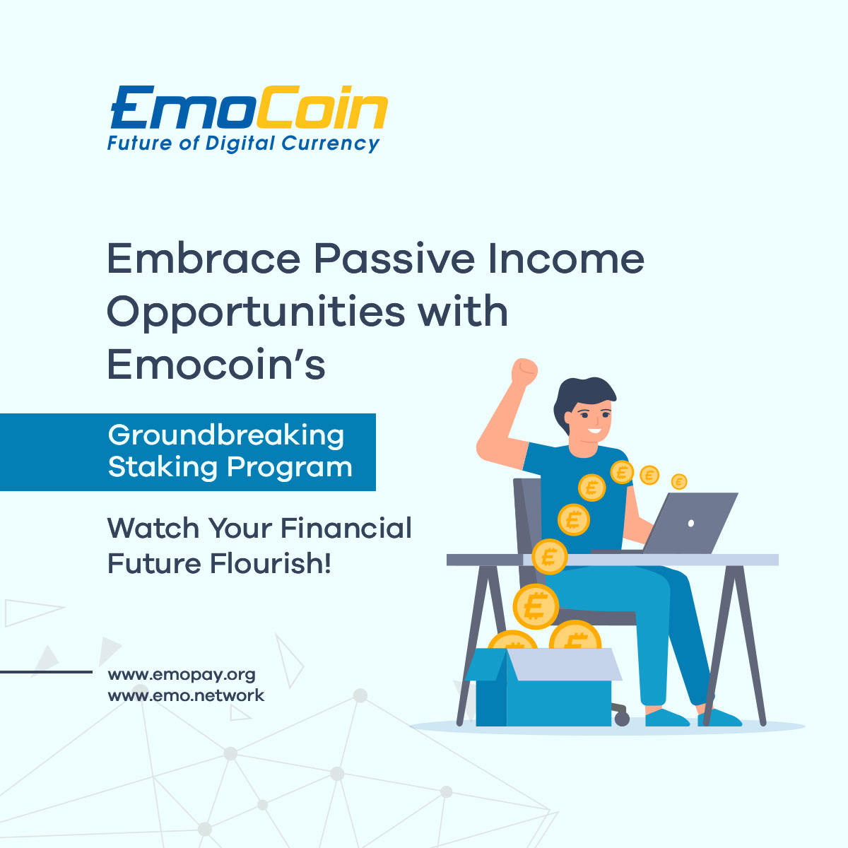 its_emocoin's tweet image. Secure your financial future with Emocoin's cutting-edge staking platform.💰

Stake now at emopay.org

#Emocoin #StakingProgram #FinancialFreedom #Staking #CryptoStaking #Earn #Crypto #WealthBuilding #Emopay #Opportunity #FinancialSuccess #PassiveIncome #investment
