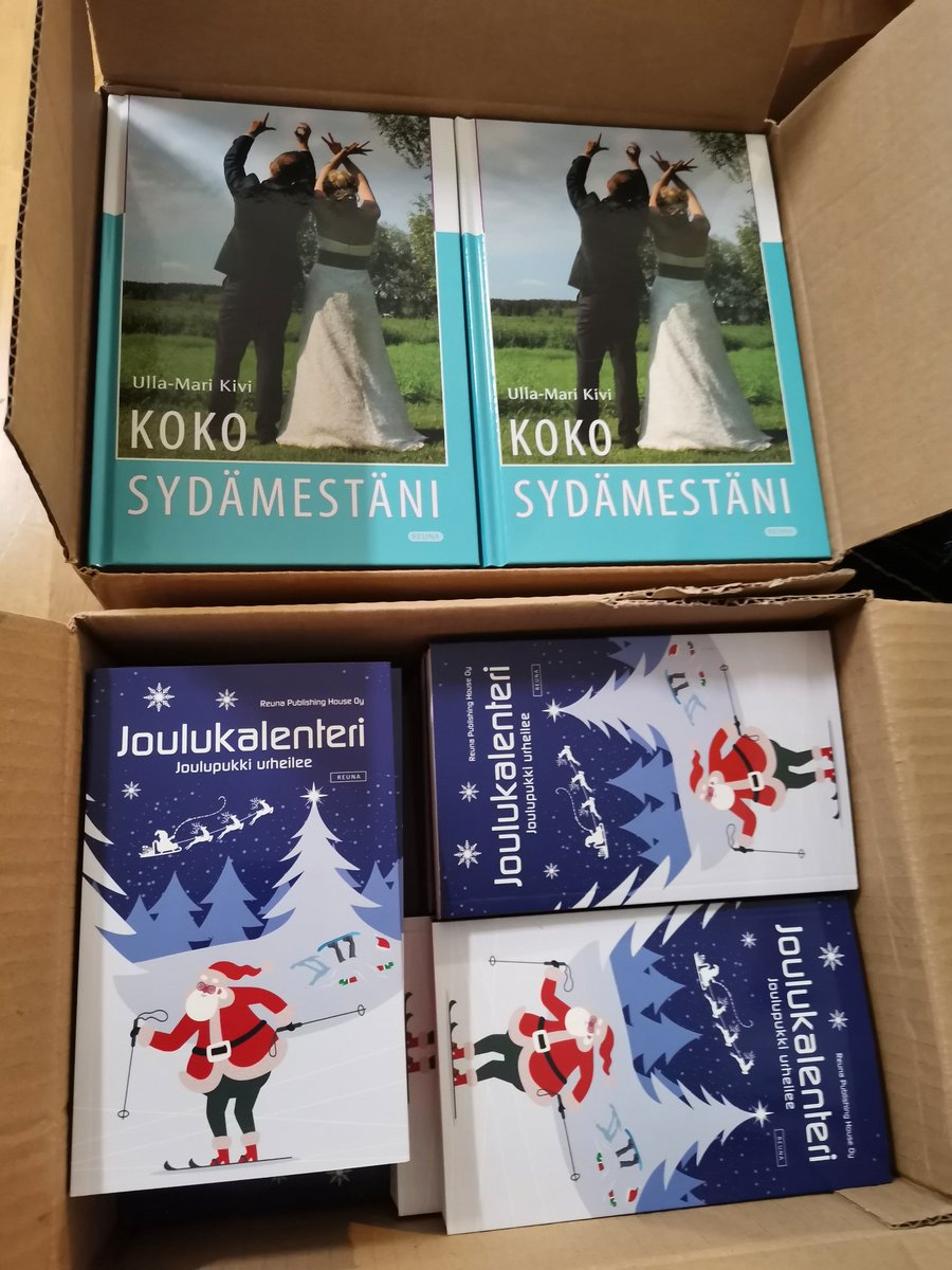 Arkipäivästä juhlapäivä! Kirjapostia kustantajalta.😊 Koko sydämestäni (Hanna ja Hilla 3) ja Joulukalenteri23 odottavat lukijoitaan. #syksynkirjat #reunapublishinghouse #joulukalenteri #romantiikka #viihdekirjallisuus