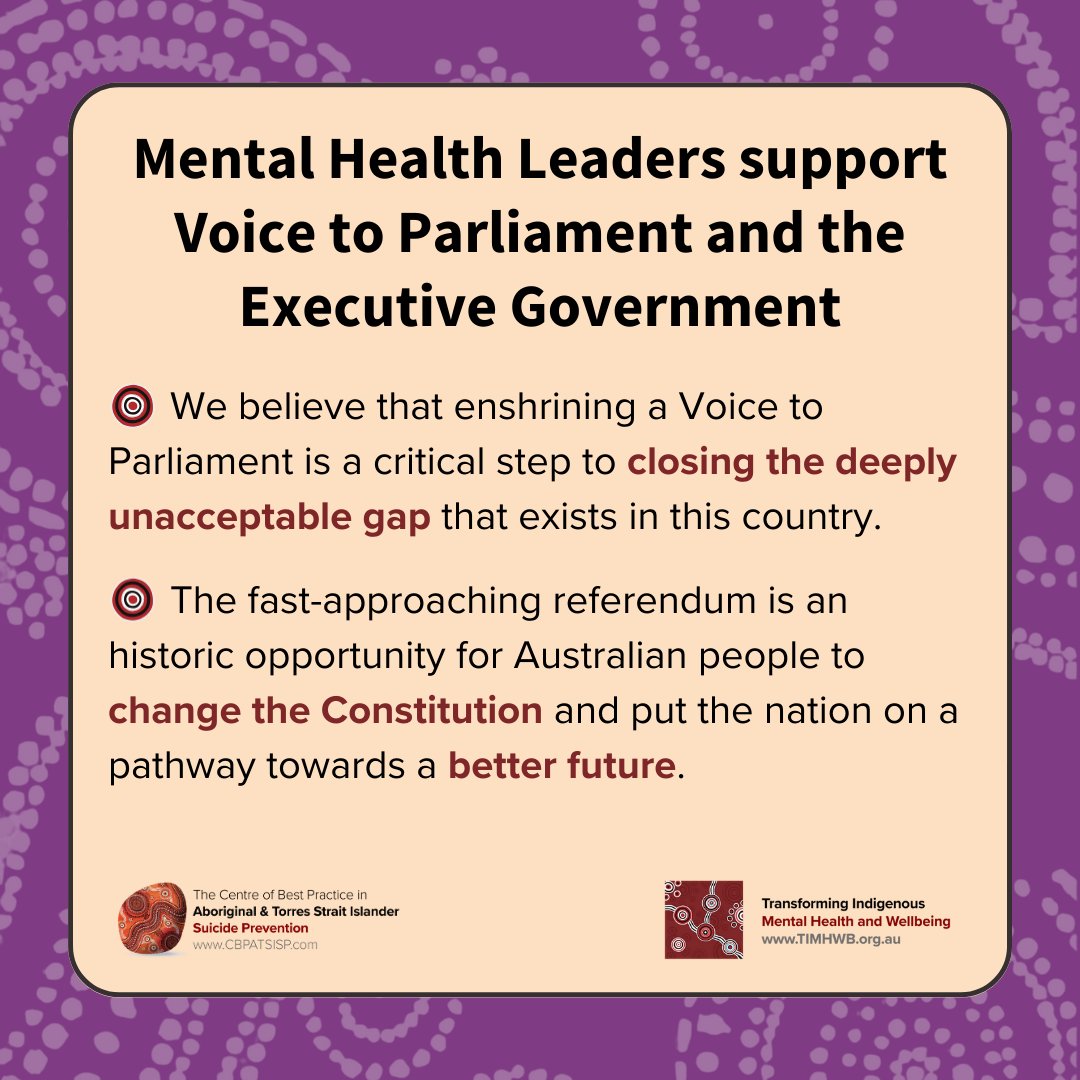 📢Our director, Prof Pat Dudgeon, is part of this group of excellent mental health leaders who support #Voice to Parliament and the Executive Government. #closethegap #IndigenousPsychology