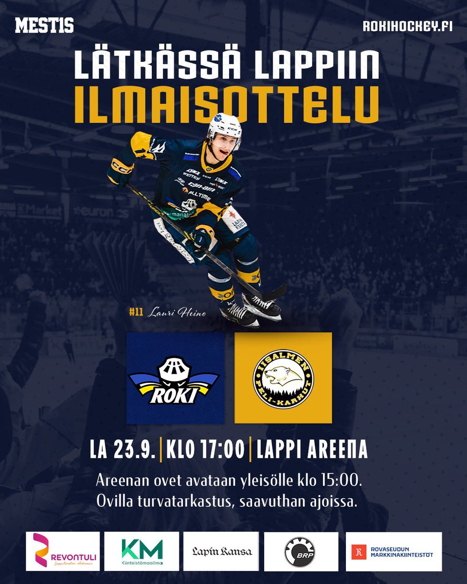 rokihockey's tweet photo. LAUANTAINA MESTIS-KAUDEN KOTIAVAUS! 🔥🔥🔥

Lauantaina 23.9. klo 17:00 pelattava RoKi - IPK ottelu on Lätkässä Lappiin -ilmaisottelu, sekä samalla koko yhteisön kauden avausjuhla. 🥳

Lue lisää tapahtumainfosta:

https://t.co/Xkuhb5sHCF

#RoKi #Mestis #LätkässäLappiin https://t.co/iK5nYRygJE