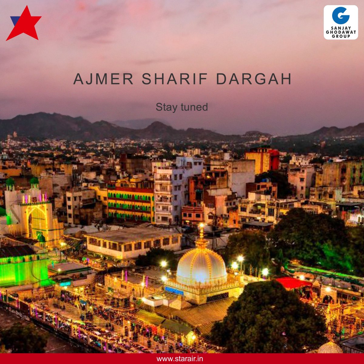 OfficialStarAir's tweet photo. Where Mysticism Meets Modernity.
Stay tuned.
#OfficialStarAir #WeCare #ConnectingRealIndia #FlyNonStop #FlyWithStarAir #SGGRising #IndianAviation #StarAir #Hi5S5 #FlyS5 #FlySmartWithS5 #WeAreS5 #Explore #Ajmer #Rajasthan https://t.co/ioNzgQ6jVE