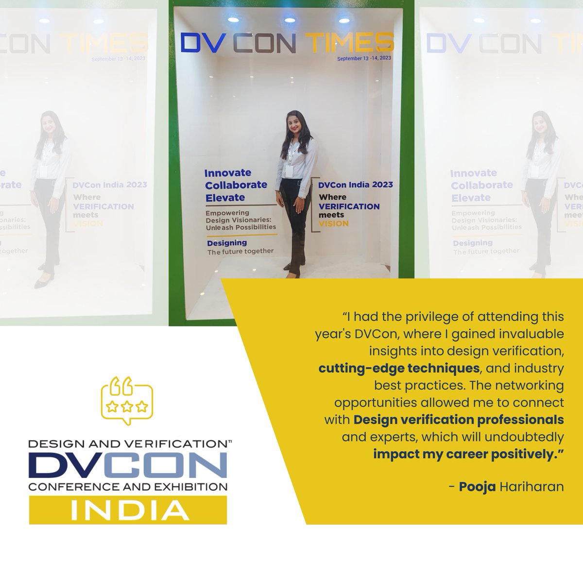 Our team shares their experience from #DVCON2023, which was focused on cutting-edge technology in design and verification.

#dvconindia2023 #dvcon #edveon #edveontechnologies #edveontech #DVCON2023 #DesignAndVerification #CuttingEdgeTech #Innovation #TechnologyConference