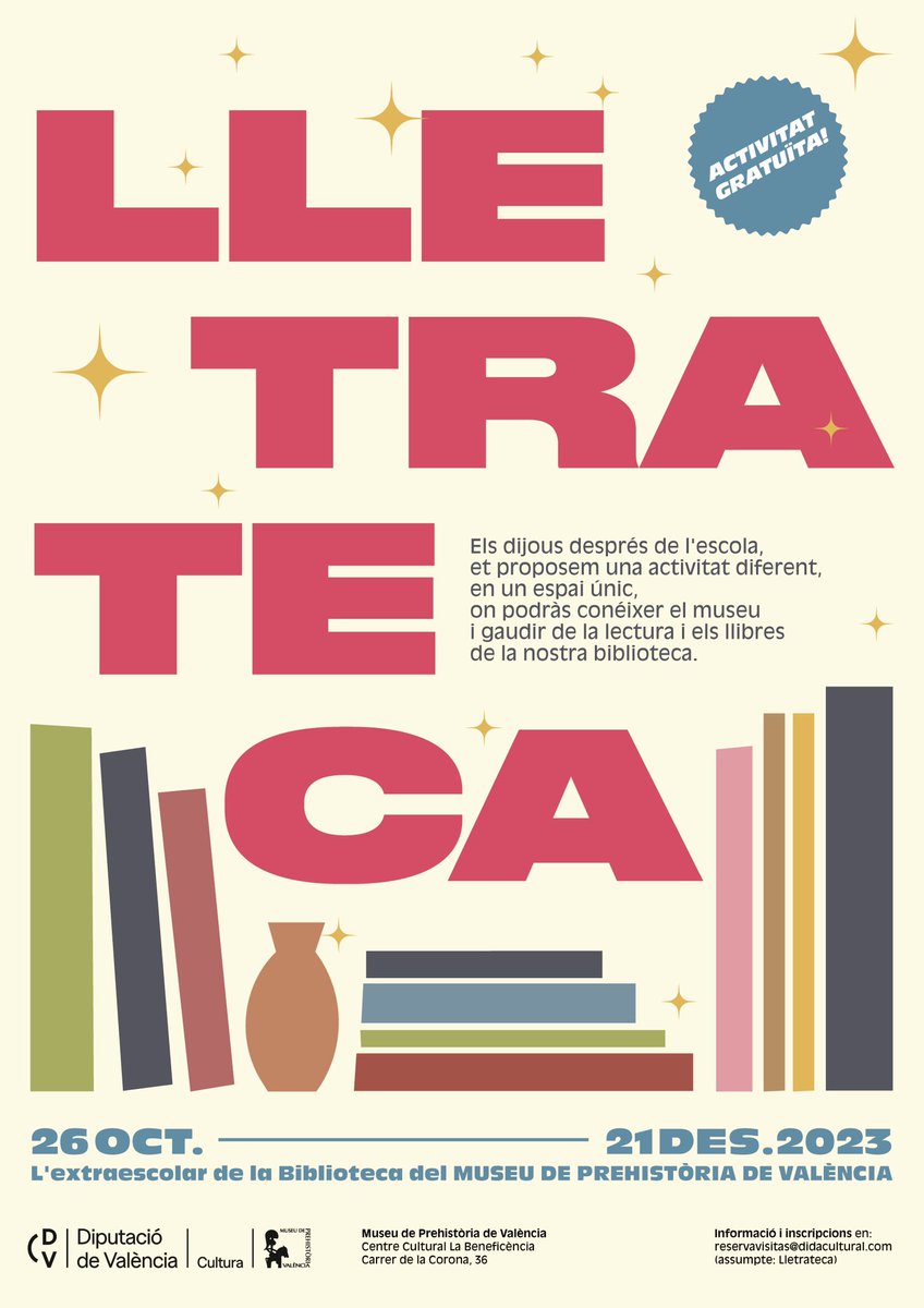 muprevalencia's tweet photo. 📣 Atenció, xiquets i xiquetes, pares i mares!

A #BiblioMupreva vos proposem una #ActivitatExtraescolar diferent (i gratuïta!), en un espai únic, on podreu conéixer el nostre museu i gaudir de la lectura 🏛️ 📚

(1/3)👇🏻

#Lletrateca @Culturadival https://t.co/lWU3E7NQV0