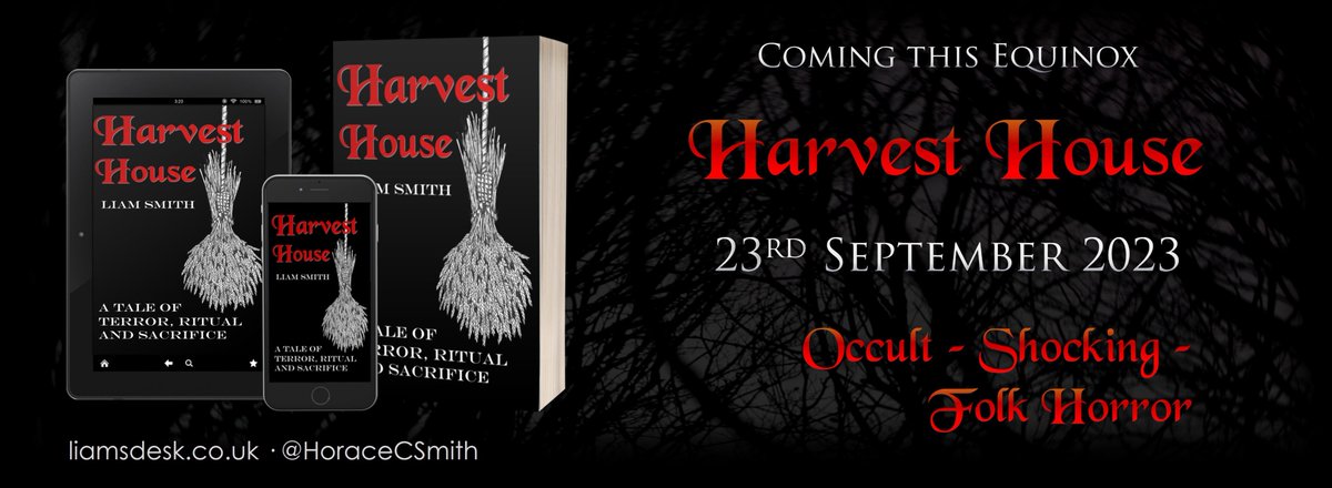 Harvest House out this Friday!

Running from a shameful secret, Mike finds himself injured and alone in Harvest House. Dark figures stalk the fields as strange folk converge for an enigmatic Festival. Will there be any escape from Harvest House? #folkhorror #horror #newbook