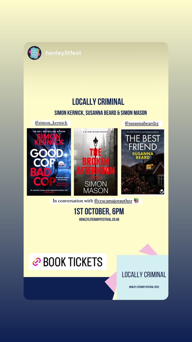 Morning all. A fairly rare public appearance from me on October 1st so if you’d like to hear us talking crime and get some books signed, it would be great to see you there.