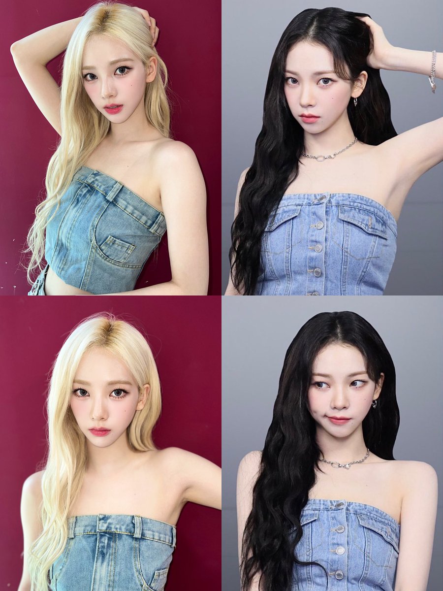 ujiminphoria's tweet photo. Blonde hair vs black hair Karina in denim https://t.co/714lt1a0lI