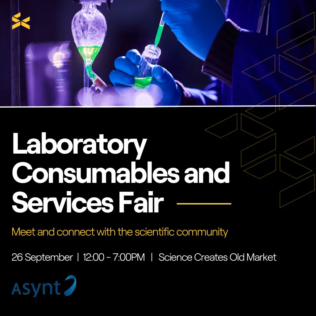 Asynt's tweet image. If you&apos;re in or around Bristol on 26th Sept, catch up with the Asynt team at  @ScienceCreates&apos; Laboratory Consumables and Services Fair.  Find all our latest lab tools and take a closer look!  Register now via: buff.ly/3LlyXNd 
#labconsumables #labservices #labequipment
