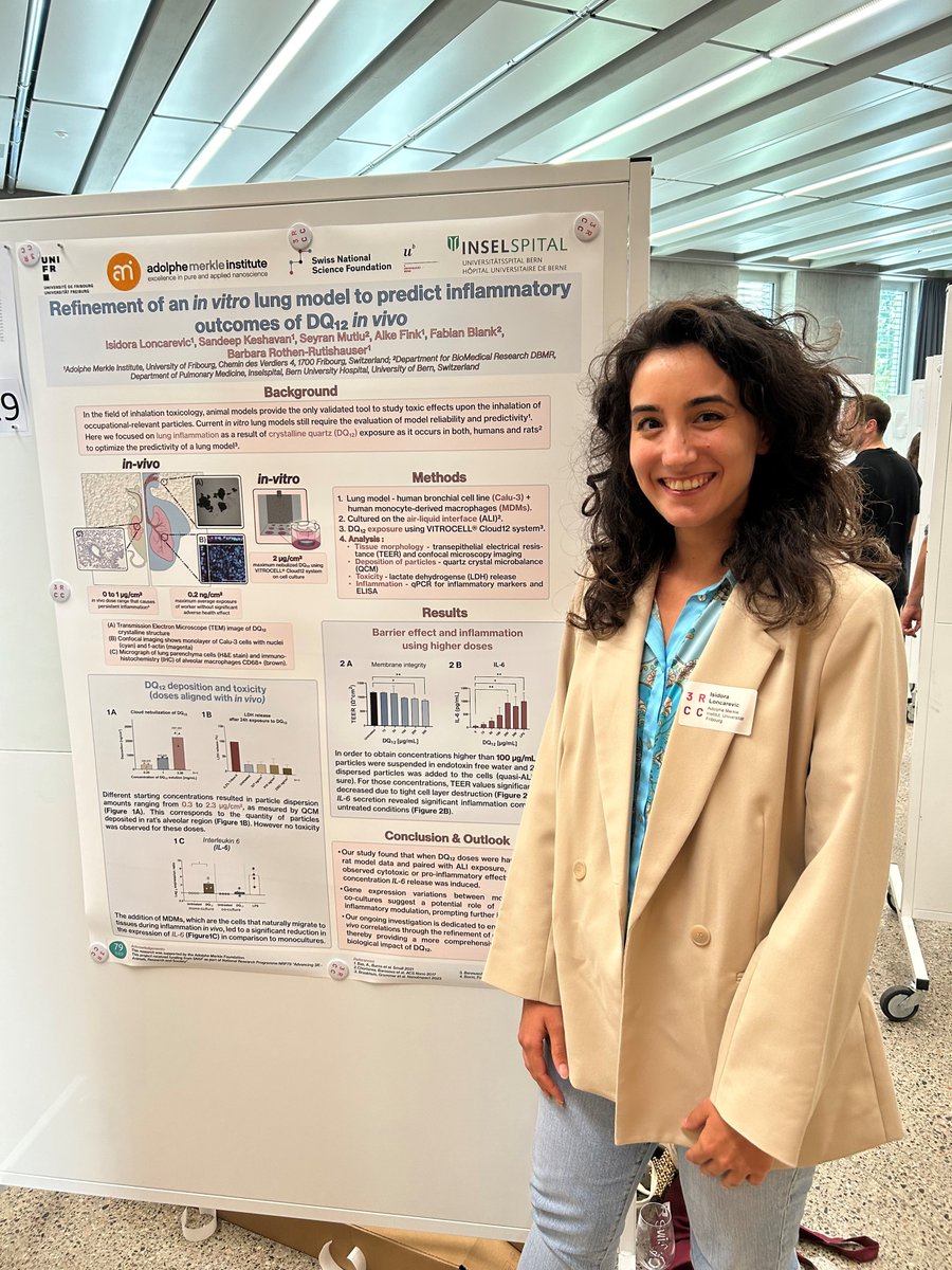 Our PhD student Isidora Loncarevic presents the @nrp79 project on in vitro - in vivo extrapolation within inhalation toxicology at the Swiss 3RCC Day in Lugano. Thanks @3RCC for bringing us together to discuss 3Rs challenges and advancements. #3Rs #AnimalResearch