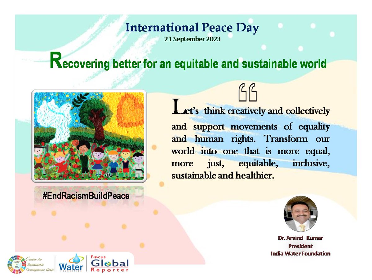 drarvindkumar1's tweet photo. #DemocracyAndPeaceFestival23 #InternationalPeaceDay #HumanRights #ConnectingForPeace #PeaceDay #EndRacismBuildPeace #Education #ForNature #PlanetPeace #SDGs #Hope #StandUp4HumanRights #ShapingPeaceTogether #PeaceOnEarth @PMOIndia @unhrcpr @MLJ_GoI @pib_MoSJE @KirenRijiju @RijijuOffice