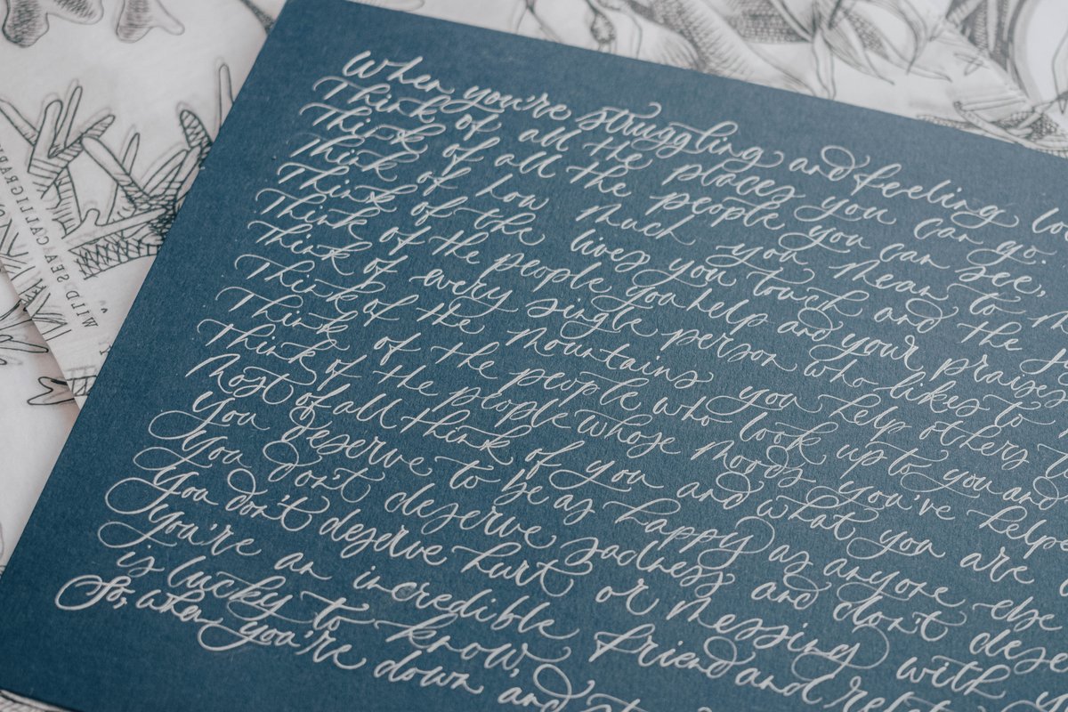 WildSeaCallig's tweet photo. Just took a look through some old imagery and found a different angle of this piece of work. Really didn't realise how much I loved creating this at the time, but now looking back it's definitely one of my favourite pieces ✨
.
.
#moderncalligraphy #weddingvows #weddingday https://t.co/Ab9lGBvZuL