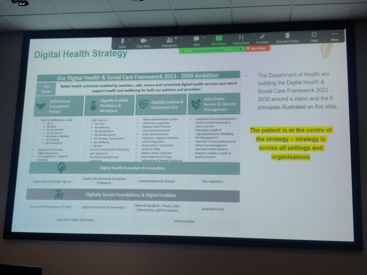 Great presentation from <a href="/niallhalliday/">Niall Halliday</a> on Digital Health Strategy and need for joined up thinking in the implementation!

<a href="/stjamesdublin/">St James's Hospital</a> HSCP Therapy Conference
<a href="/WeHSCPs/">National HSCP Office, HSE</a> 
<a href="/AlisonEnright2/">Alison Enright</a>
