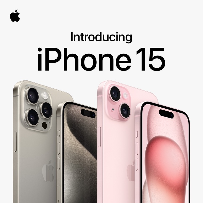 Apple's tweet photo. Tap below to learn about iPhone 15 Pro and iPhone 15, and discover which is right for you. ⬇️