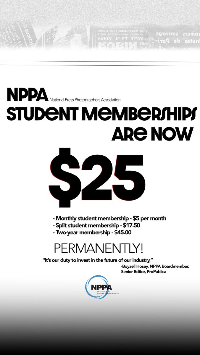 Today is hump day. Yesterday was National Voter Registration Day and everyday @nppa student memberships are $25. Join! #visualjournalism #studentdiscount 
—> nppa.org/membership/tie…<—