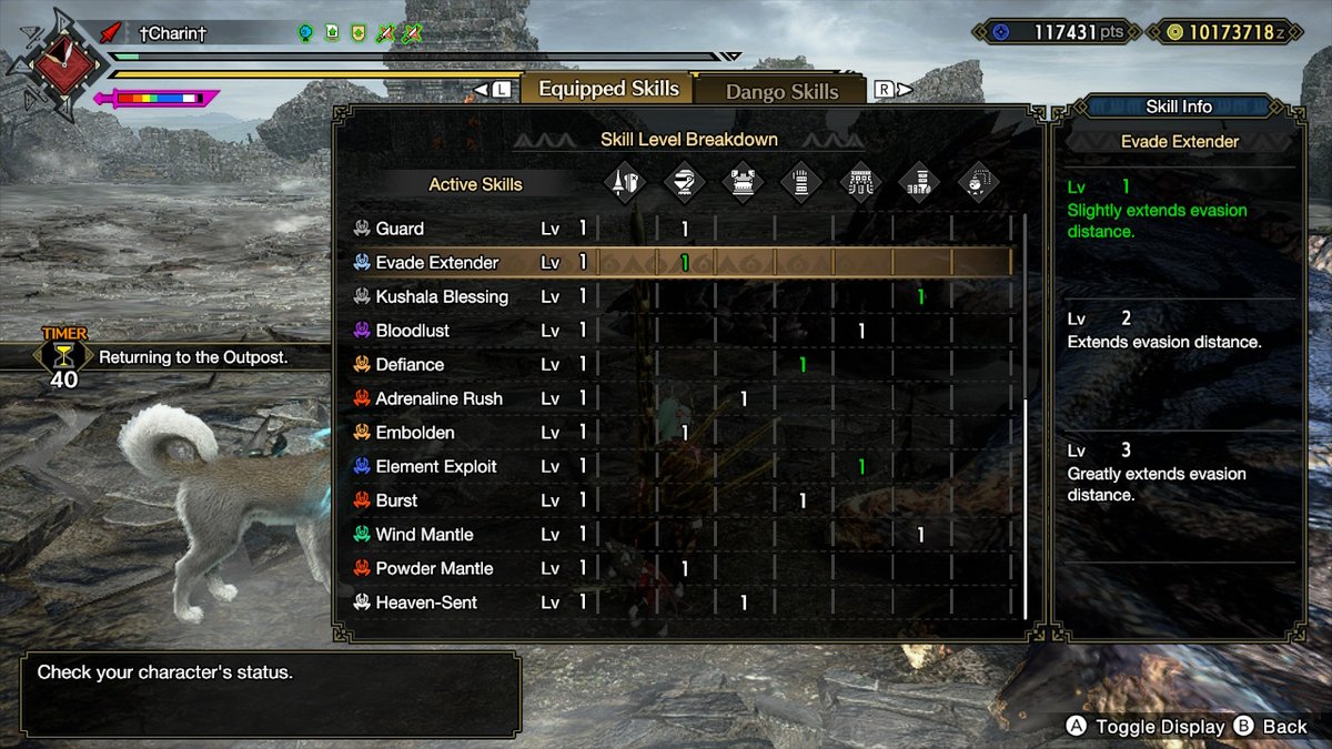 amatsuflm's tweet photo. #MHRise #MonsterHunter

Current Equipment Loadout.

Even without a support palico(rousing roar), this setups can reach 100% critical rate on it's own.
However, the weakness exploit didn't work on silver's feet, so I think a support palico is still essential for this loadout. https://t.co/DX0YPj7Gk0