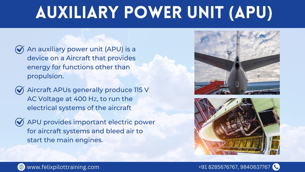 felix2pilot's tweet photo. ✈️ Discover the APU - The Little Turbine Engine! 🚀

Did you know that all large commercial aircraft come equipped with an Auxiliary Power Unit (APU)? 🤔 These marvels of engineering are typically nestled in the aircraft's tail, although some regional jets have them on the side. https://t.co/HKHg8XuoA8