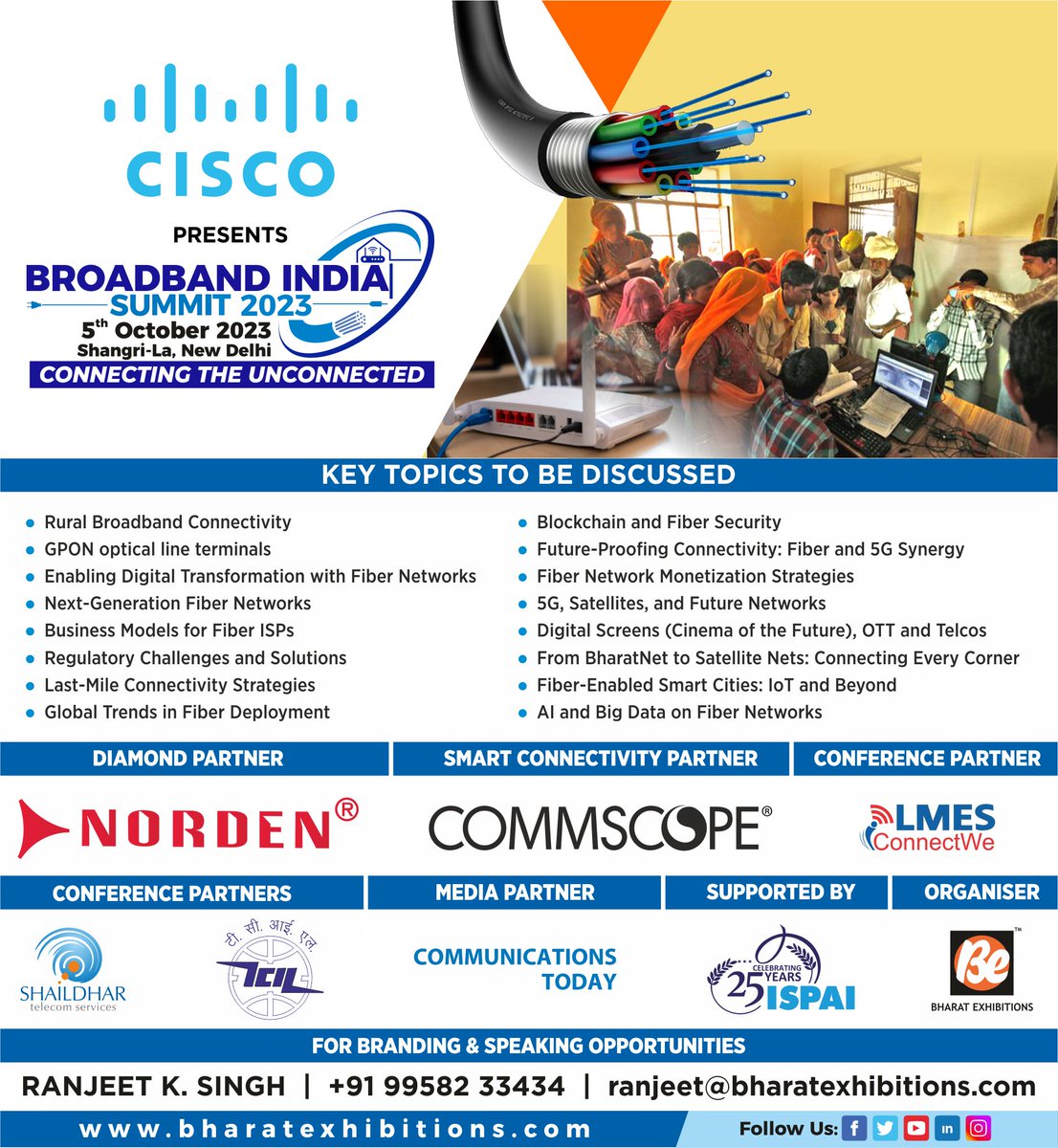 be_exhibitions's tweet photo. Broadband: A New Era for the Internet! 
Broadband India Summit 2023  is on the 5th of October at Hotel Shangri-La, New Delhi. 
Follow the event URL at: https://t.co/svwumkTO4w
JOIN US NOW TO EXPLORE A WHOLE NEW WORLD OF BROADBAND WITH US! 
#BBIS2023 #ftth #5G #fibertohome https://t.co/sbv47dq7LN