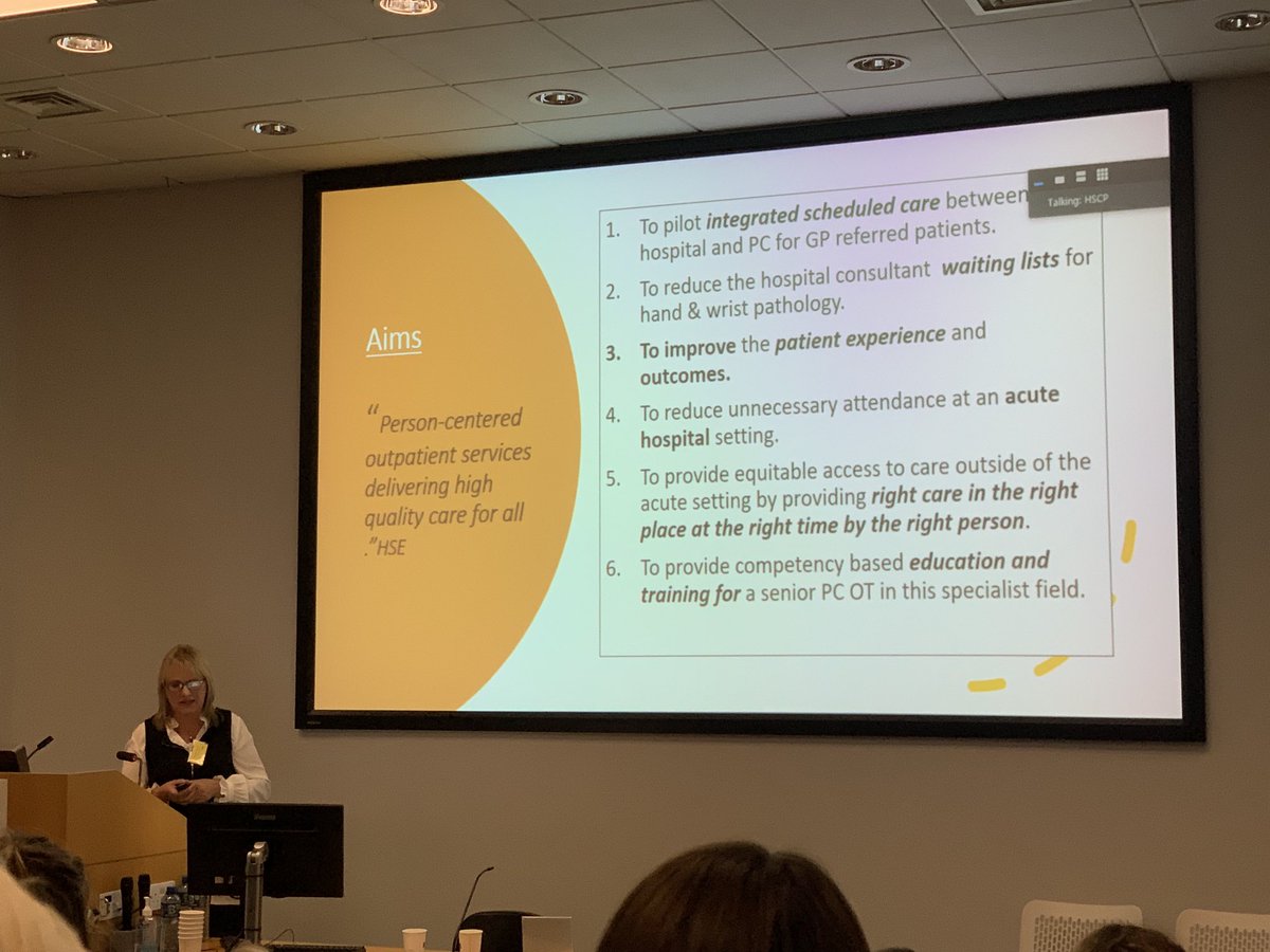 gorman_aoife's tweet photo. Great to see this innovative integrated OT hand therapy led Hand &amp; Wrist clinic between ⁦@stjamesdublin⁩ &amp; primary care DSW showcased at today’s ⁦ #HSCP advancing practice conference ⁦@ProgrammeSpark⁩ ⁦@AOTInews⁩ #accesstocare https://t.co/clCILmWGYN