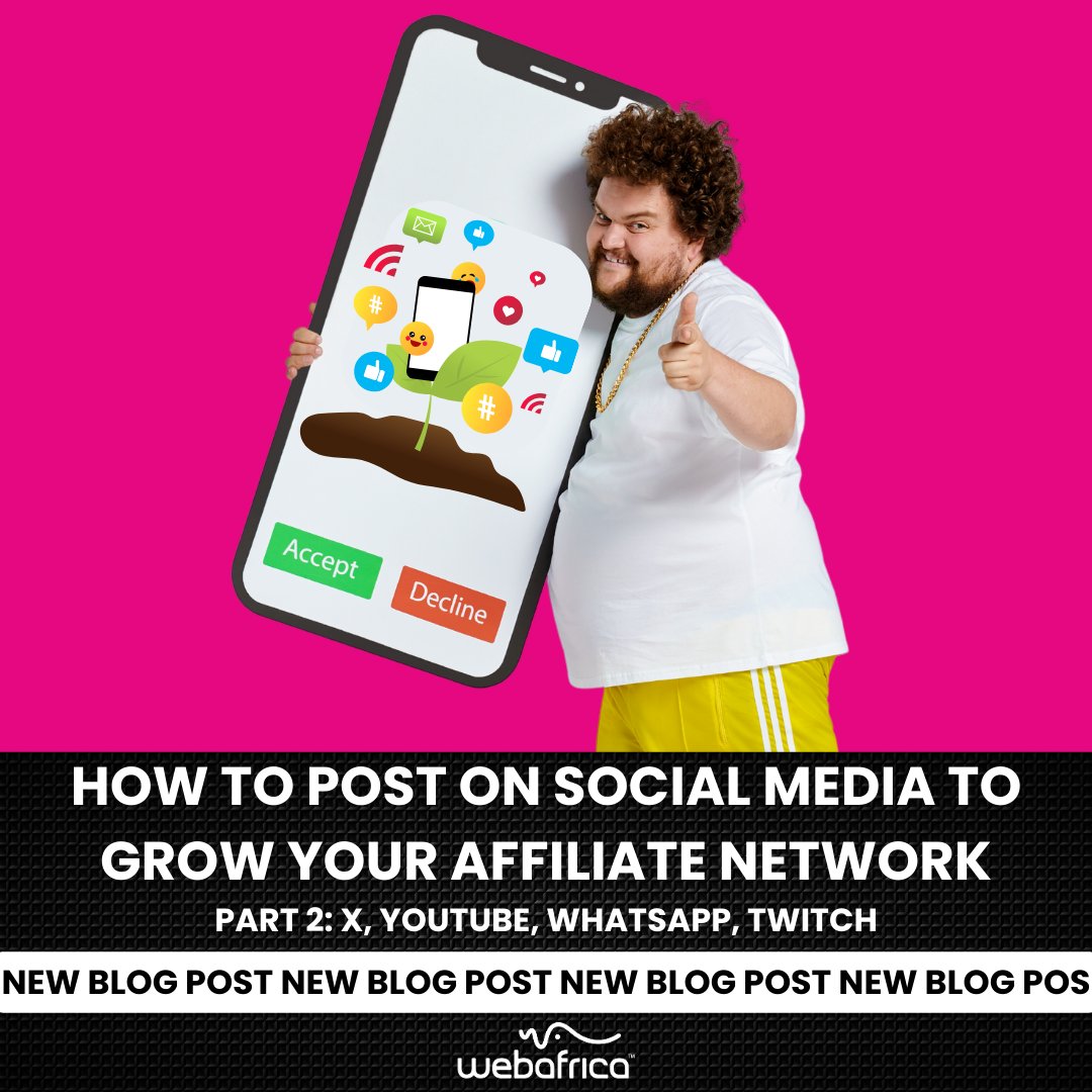 webafrica's tweet photo. Here's part 2 of our "How To Use Social Media To Expand Your Affiliate Network" series. Learn more: https://t.co/cGpO8mIR8p
Join our SALES PROGRAMME now to make some moola, chop chop...
MORE REFERRALS, MORE MOOLA!
WEBAFRICA, #YOURULTIMATECONNECTION https://t.co/jY792uIXIu