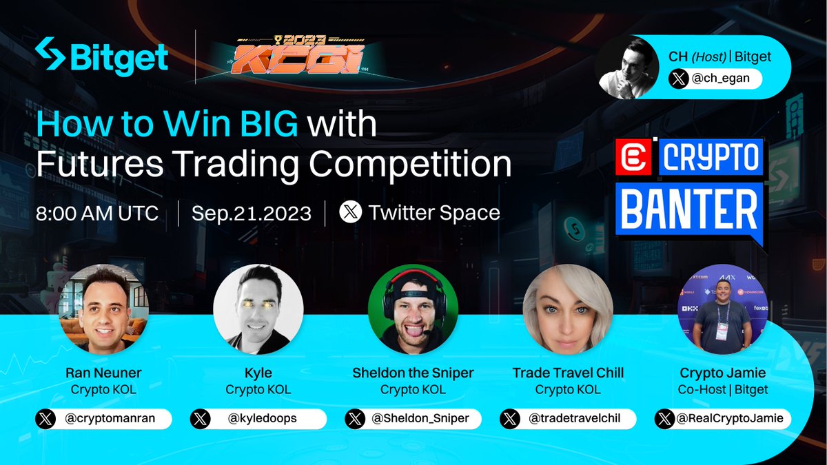 bitget's tweet image. You can win BIG with KCGI competitions.

✅ Learn how on our next X Space
📅 Sep 21, 8 AM UTC

On the mic: 🎤
@cryptomanran
@kyledoops
@Sheldon_Sniper
@tradetravelchil
@RealCryptoJamie
@ch_egan

✅RT and follow @bitgetglobal
✅ Set reminder and join Space to share 500$U! (25…