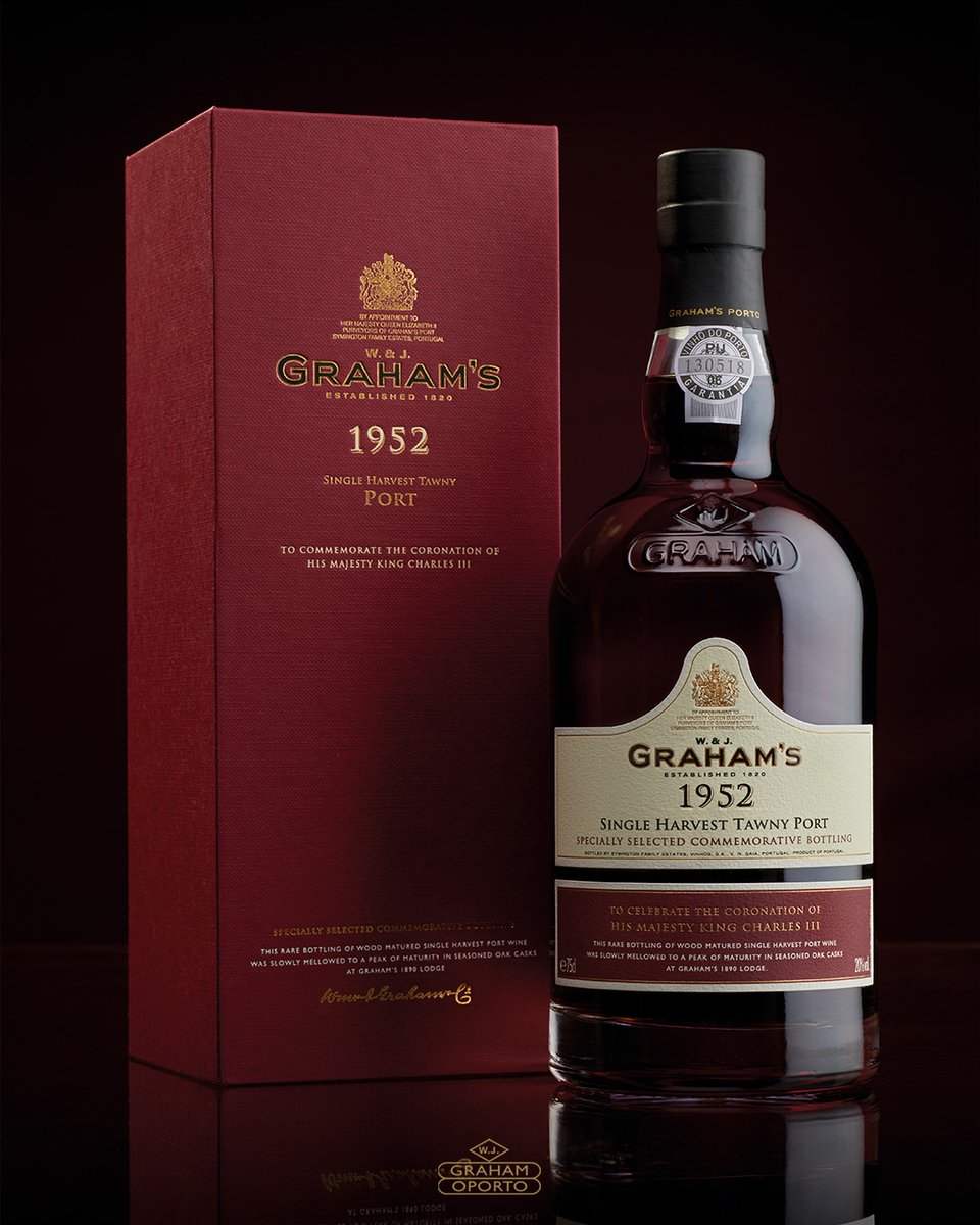 grahams_port's tweet photo. We are very proud to announce the commemorative limited release of our 1952 Single Harvest Tawny Port in honour of His Majesty King Charles III’s coronation – the final bottling of this exceptional port. (1/3)

#grahamsport #grahams #singleharvesttawny https://t.co/EGAdxhi8Nv