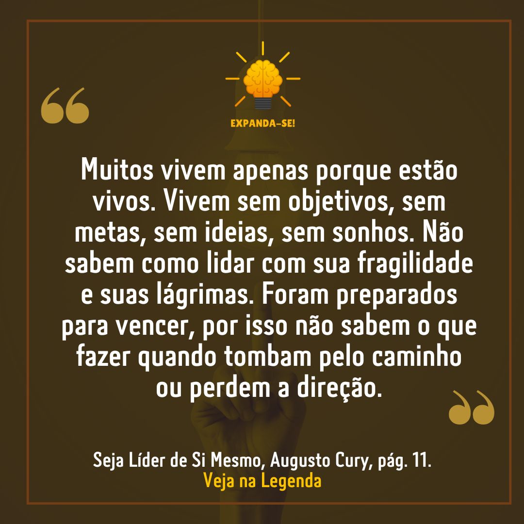 gabriel_drf's tweet photo. Seja Líder de Si Mesmo, por #AugustoCury - pág. 11👇
https://t.co/5eyRCa9KOp

Muitos vivem apenas porque estão #vivos. Vivem sem #objetivos, sem #metas, sem #ideias, sem #sonhos. Não sabem como lidar com sua #fragilidade e suas #lágrimas. Foram preparados para #vencer, por isso.. https://t.co/4ZduqjcdN8