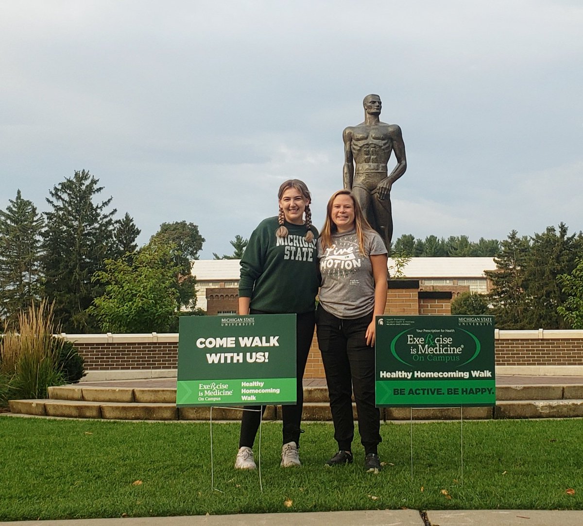 Were ready for you @michiganstateu ! Join us for the EIM-OC Healthy Homecoming Walk anytime today between 8am-2pm, dem hall field! #HEALTHYCAMPUSWEEK2023 @HealthierCampus @SWIPEOUTHUNGER @columbia1938