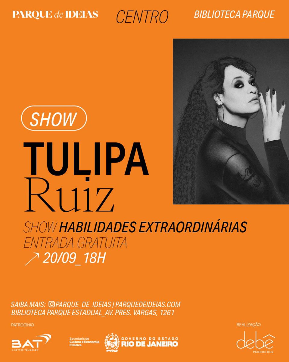 tuliparuiz's tweet photo. Alô, Rio! Show hoje na Biblioteca Parque, entrada gratuita. Venham! 🥰 https://t.co/VCyDkqPcu3