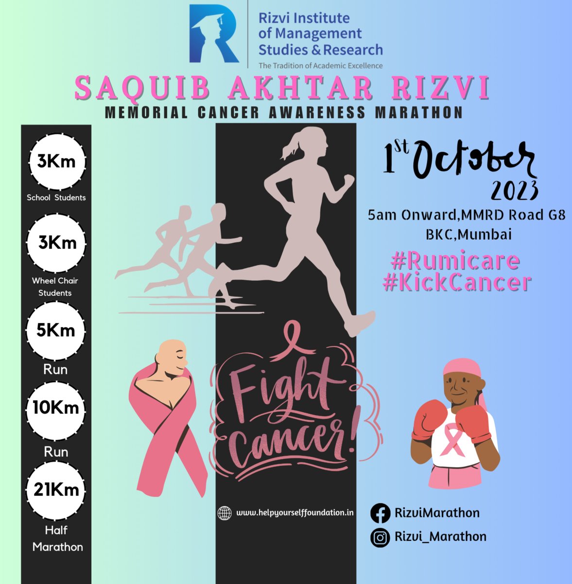 RizviManagement's tweet photo. 💗 On 1st of October, Let's all run and show our solidarity with breast cancer survivors and fighters! One Dream: Let's find a cure!
📢 Use the hashtag  #RunForACure and let your friends know you're making a difference! https://t.co/ExANAqBfzj