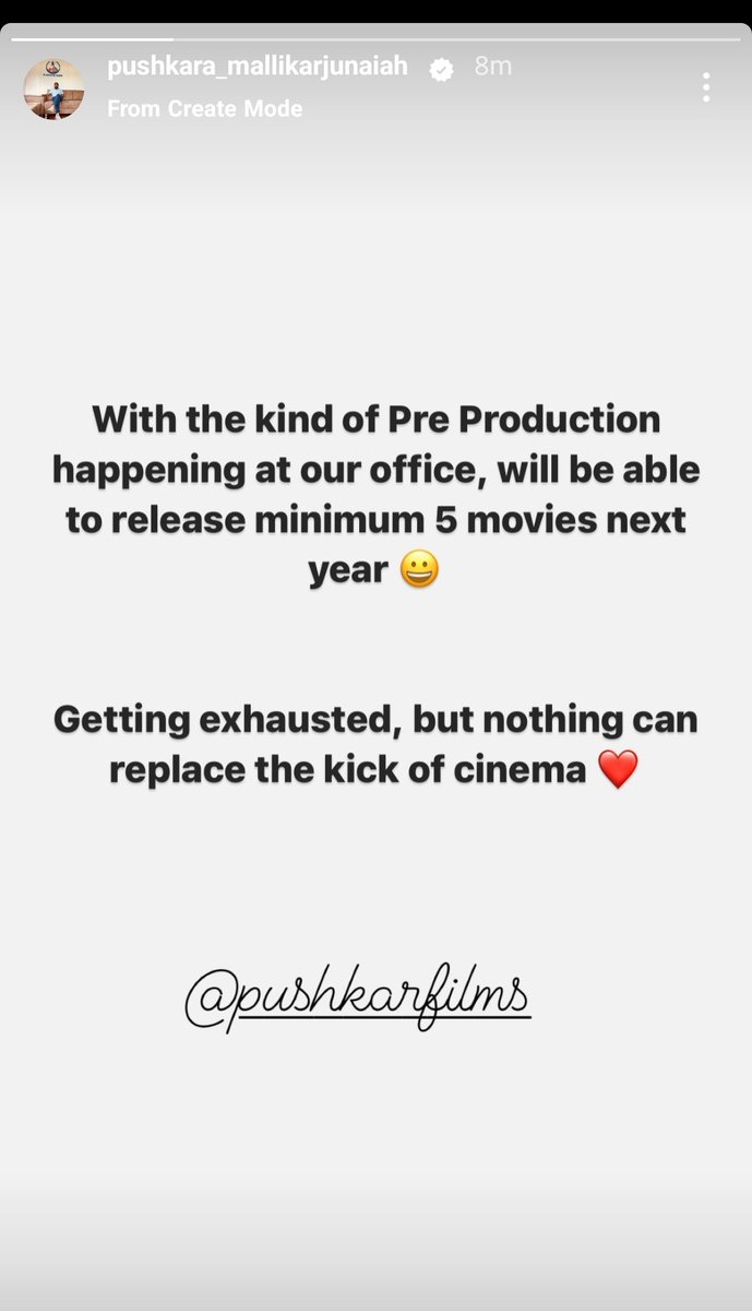 Producer #Pushkar says ' Minimum 5 Movies will Release Next Year from his @PushkarFilms ' 

More Powers To you @Pushkara_M sir 💥🔥