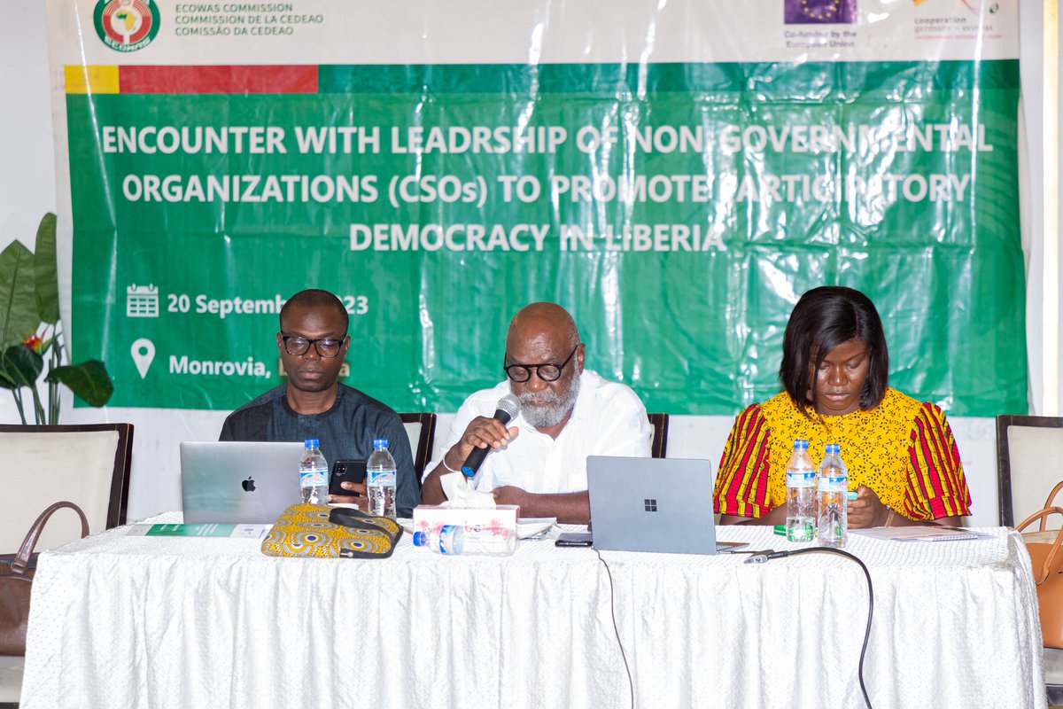 Facilitators for the ECOWAS Engagement with CSOs to Support Credible Free and Fair Election in Liberia

<a href="/sulemana/">Sulemana Braimah</a> 
<a href="/esthertawiah/">tawiah esther</a> 
<a href="/TheMFWA/">Media Foundation for West Africa</a> 
<a href="/ecowas_cedeao/">Ecowas - Cedeao</a> 
<a href="/saitmatty/">Sait Matty Jaw</a> 
<a href="/TheMFWA/">Media Foundation for West Africa</a> 
<a href="/WADEMOSnetwork/">WADEMOS Network</a> 
<a href="/ECOWAS_CPAPS_AM/">Amb. Abdel-Fatau Musah, ECOWAS CPAPS</a> 
<a href="/AmbMusah_AbdelF/">Ambassador Abdel-Fatau Musah, PhD.</a> 
<a href="/SerigneMKa/">Serigne Ka</a> 
#LiberiaDecides2023