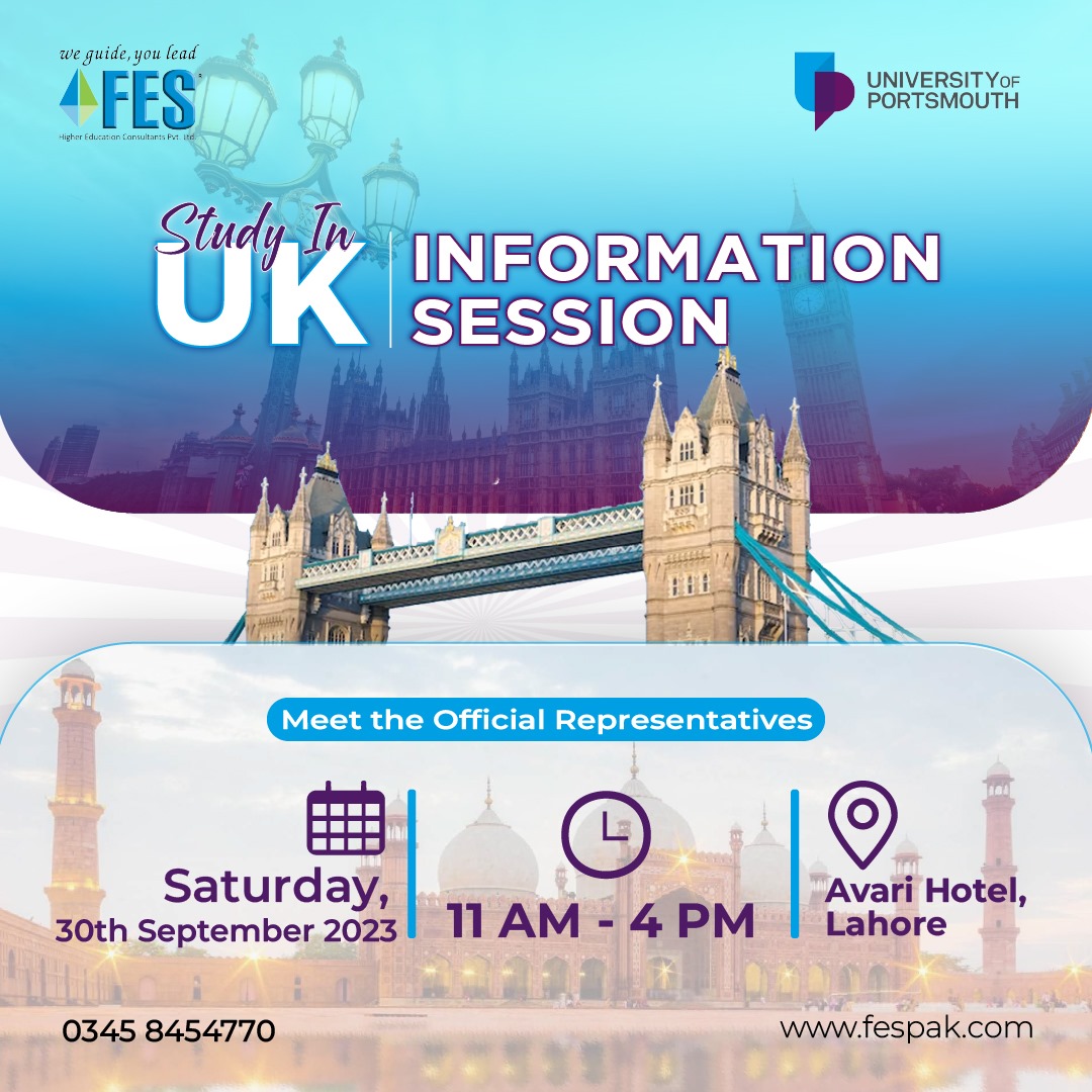 FESConsultants's tweet photo. Studying in the UK opens doors to various opportunities! All the students &amp; parents are cordially invited to join us at Avari Hotel #Lahore.

Call/#WhatsApp: 0345 8454770
.
.
.
#fes #fesconsultants #studyabroad #uk #studyinuk #unitedkingdom #UoP #event #studyabroadevent #career https://t.co/6YqXIGZ420