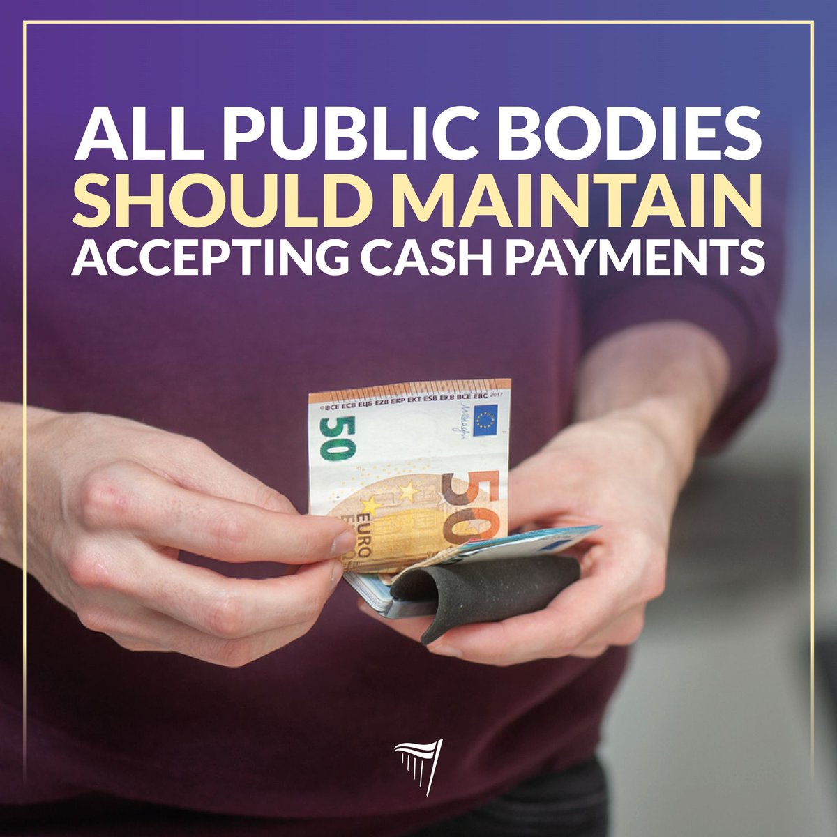 CormacDevlin's tweet photo. A welcome move by Minister for Finance Michael McGrath to ask all public bodies to maintain existing methods of cash payment 

The decision by some bodies to stop accepting cash is a source of huge frustration for consumers and we want to address that. https://t.co/qHgbSL3oYD
