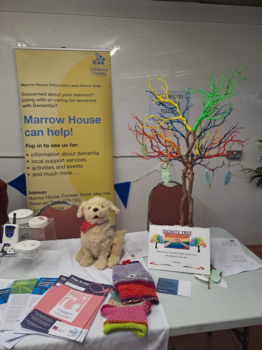 It is Alzheimer’s Awareness Month and today we are at Longton Market with Stoke-on-Trent Lifeline Please pop down and say hello and place a leaf on our Dignity Tree 🌳 😊

#TeamMarrow #Dementia #AlzheimersAwarenessMonth #Dignity #Lifeline #LongtonMarket