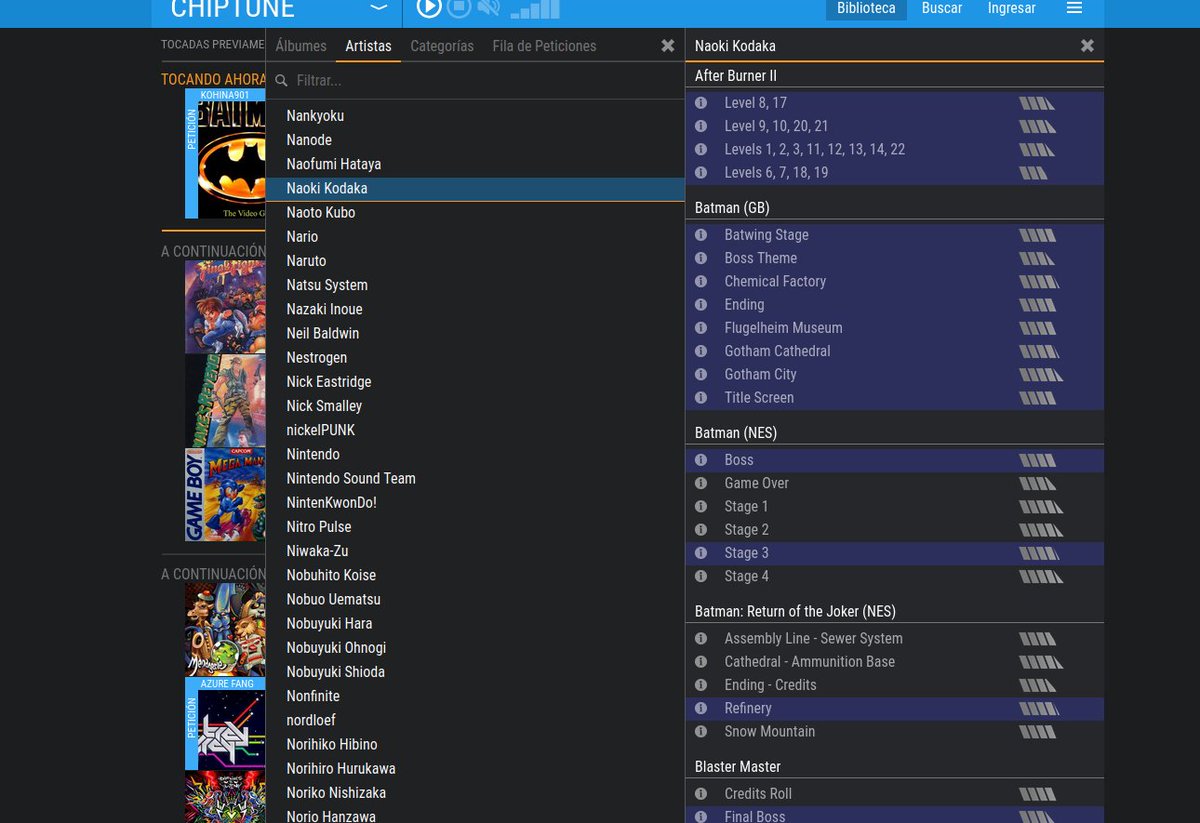 tres14159's tweet image. Temazo es la música del 1º nivel #batman de #nes .

No sabía el autor y de crío no creo que me importase mucho.

Descubrir tiene muchos temazos de aquella época.
en.wikipedia.org/wiki/Naoki_Kod…

Gracias #RainWave por ser esa excelente radio online de videojuegos y encima tener BD.