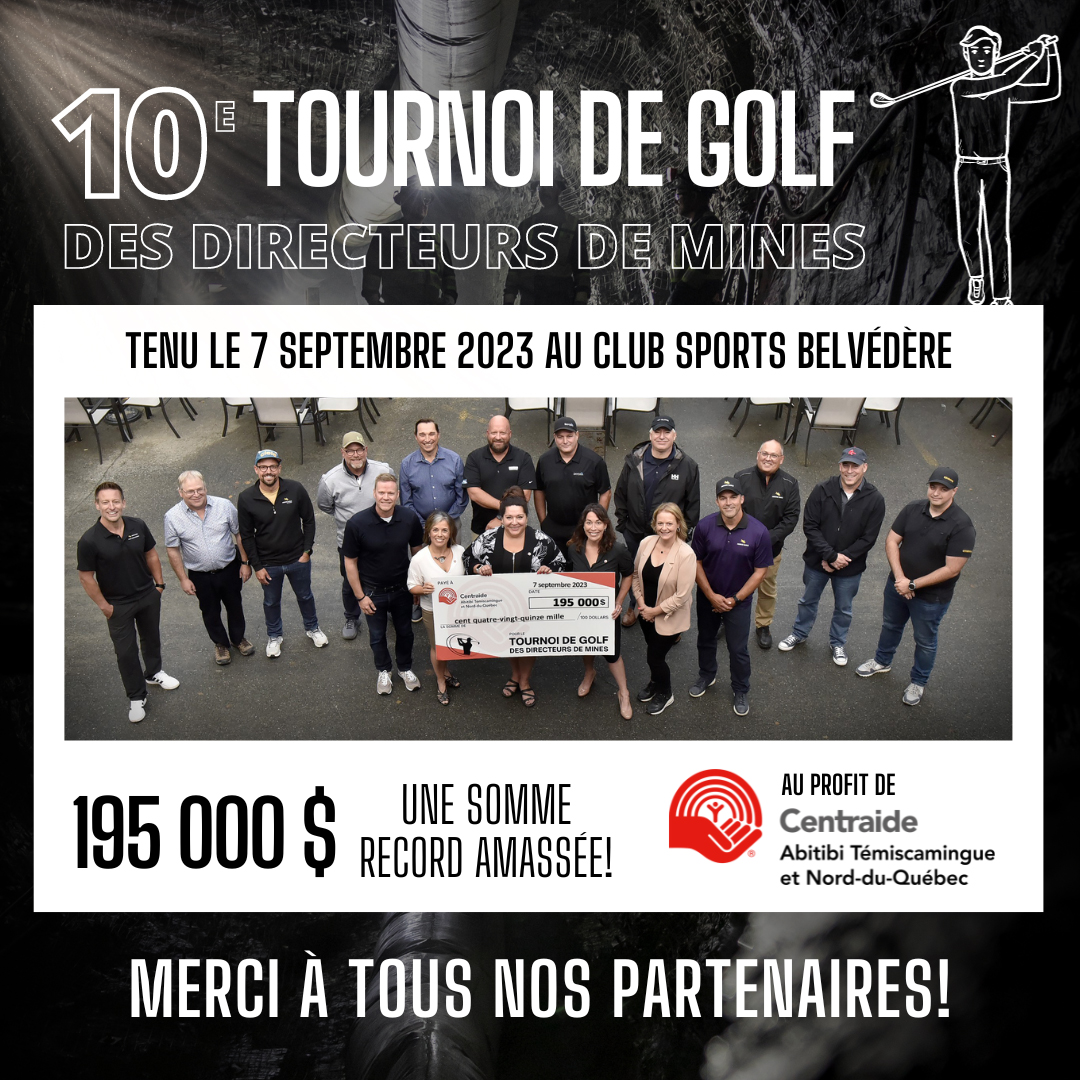 Centraide Abitibi-Témiscamingue souhaite remercier partenaires, bénévoles et participant(e)s qui ont pris part au 10e Tournoi de golf des directeurs de mines le 7 septembre au Club Sports Belvédère. Pour un résumé en vidéo, cliquez ici : brnw.ch/21wCL7O
#golf #entraide