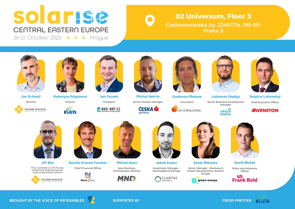voicerenewables's tweet photo. SOLARISE! CEE conference -26/27 Oct 2023, #Prague #Czechia https://t.co/nxRUQOFdqf #solarisecee Delighted to see so many international experts joining the conference @solarniasociace
#solarenergy #solarpower #pv #pvsolar #renewables #renewableenergy #agrivoltaics #CEE https://t.co/UvKfXIpJmK