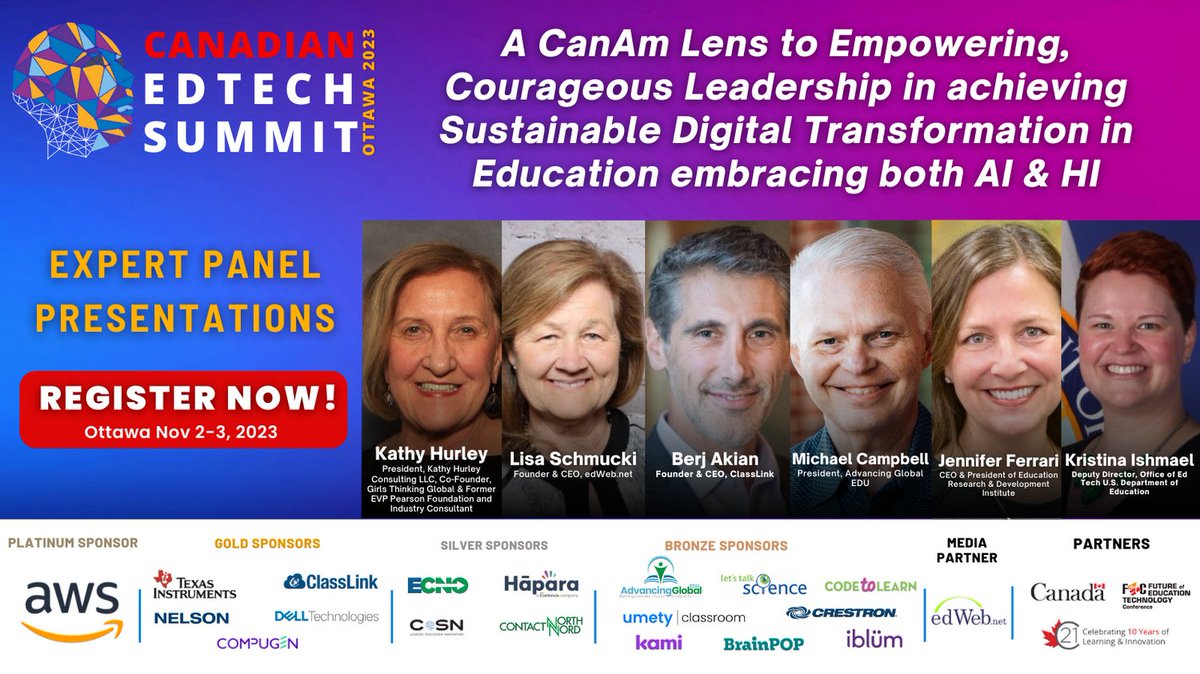 Calling All #EdTech #Leaders! Join us at #CanEdTech23 to learn about achieving sustainable digital transformation in education through the adoption of #AI & #HI from EdTech Experts. @MindShareLearn @Lisa4edWeb @BerjAkian @AdvancingEdu @jlferrari128 @kmishmael