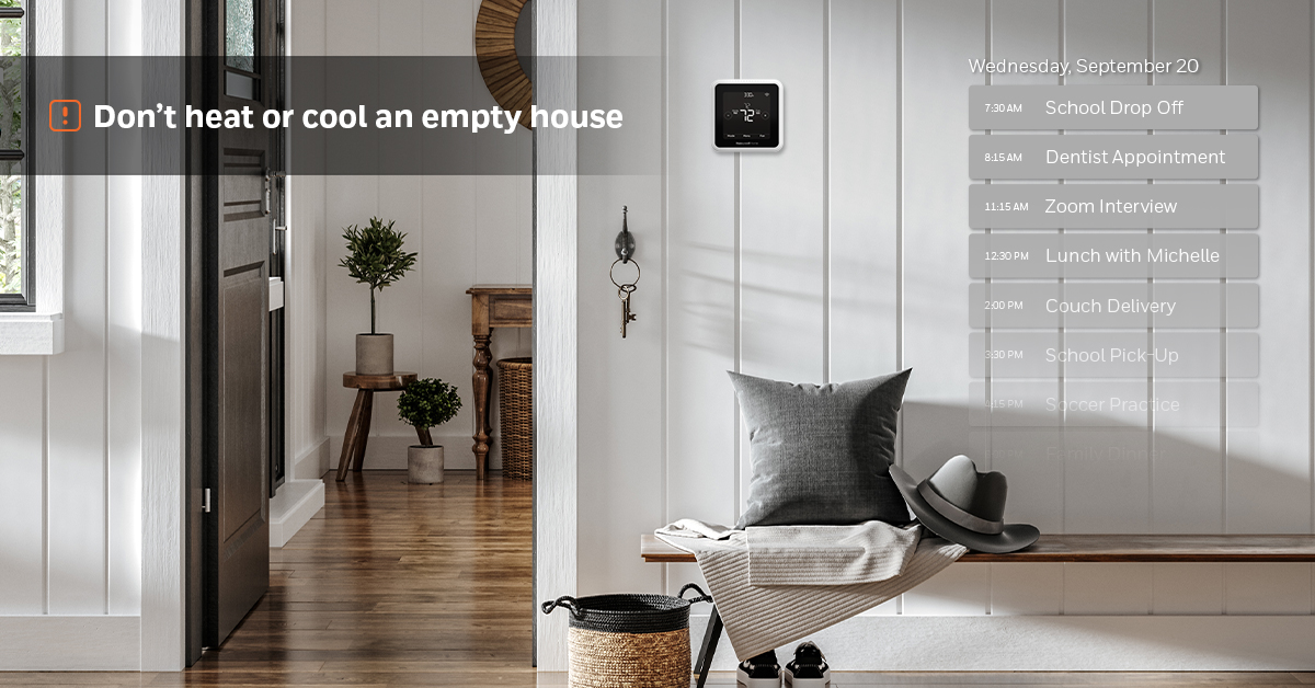 Your schedule can be hectic and changes day-to-day. Let the T5 Smart Thermostat adjust as needed for comfort when your family is home and savings when everyone is away. Shop Now: hwllhome.co/T5Smart #SmartHome #SmartThermostat