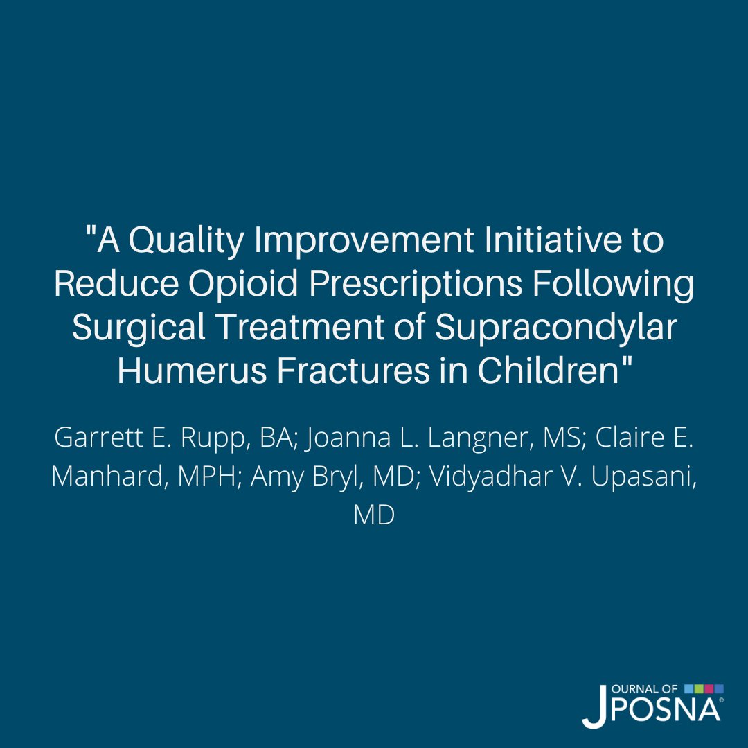 New from #JPOSNA! Learn how this center reduced opioid prescriptions to just 8%: bit.ly/3r3Wqvi #posna #QSVI #pediatricorthopaedics