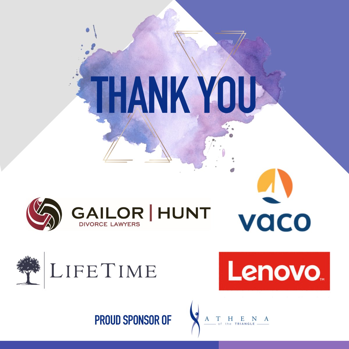 Sponsor Spotlight 🔦

✨Gailor | Hunt, VACO, Life Time Asset Management, Lenovo✨

Thank you for supporting ATHENA of the Triangle on our mission to support, develop, and honor established and emerging women leaders and their allies

 #WomeninLeadership #Sponsors