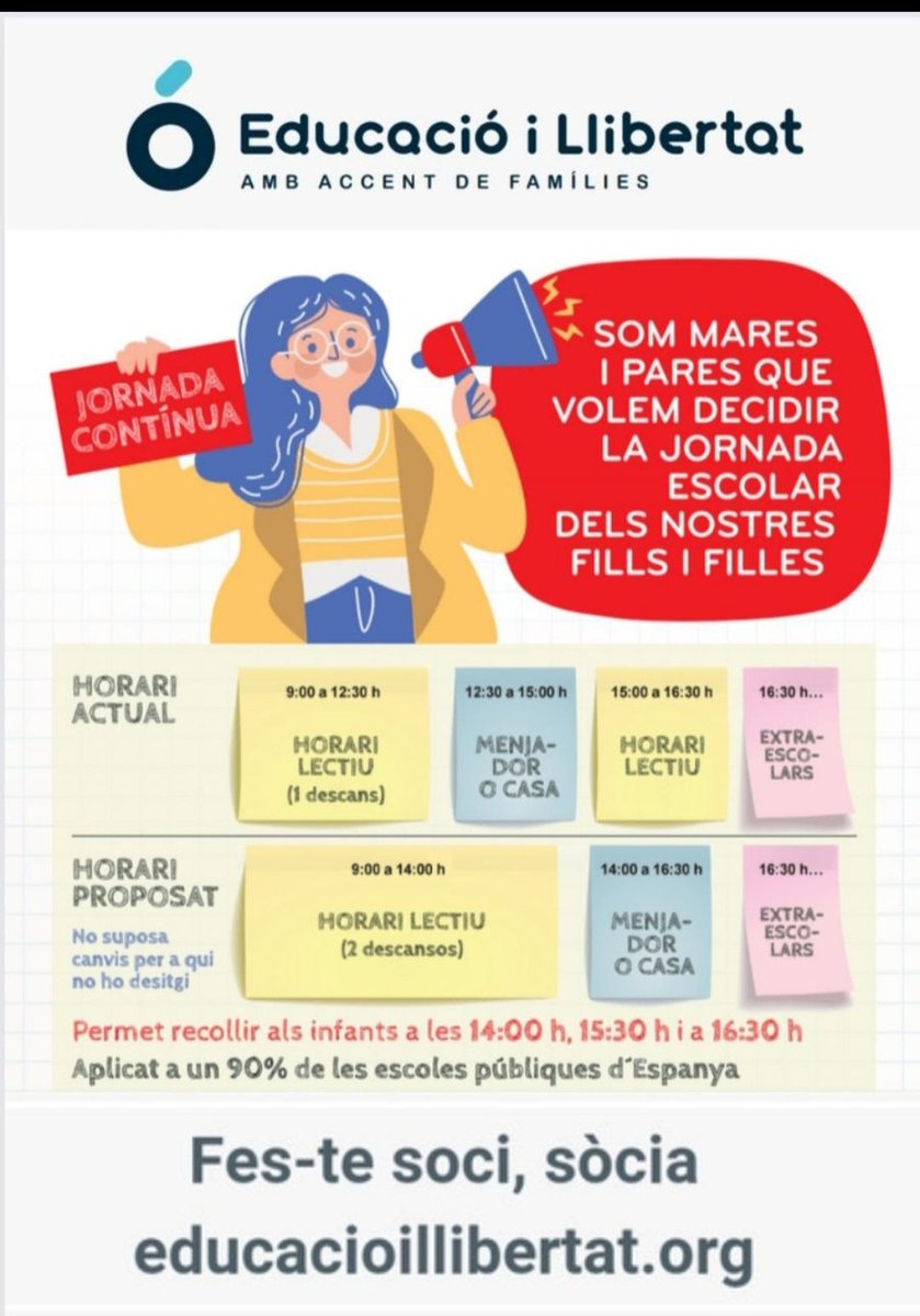 Passats els primers dies a l'escola de molta calor i adaptacions molt complicades, dues vegades al dia. Es necessari? Amb la jornada continua es fan les mateixes hores lectives i només una entrada i una sortida = conciliació, benestar. <a href="/AnnaSimo/">Anna Simó Castelló</a> parlem-ne #Volemjornadacontinua