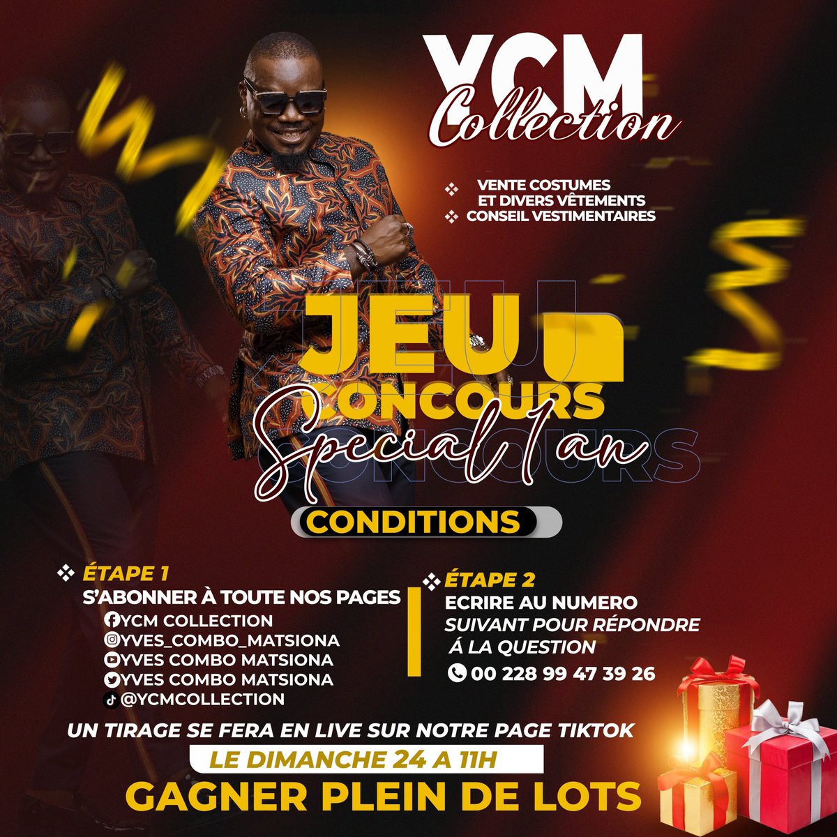 AwuteYves's tweet photo. L'aventure YCM Collection a commencé y a de cela des années sur de petites roues. 
Et grace à vous, il y a de cela un an nous ouvrions boutique. 1 an, ca se fête et quoi de plus normal de le célébrer avec vous🎉🎊🥳🎂🎊🎉 

Pour se faire nous vous invitons à participer au jeu https://t.co/WMUABCpYmO