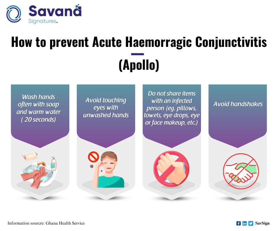 savsign's tweet photo. Amidst the rising cases of Acute Haemorrhagic Conjunctivitis (Apollo) in Ghana, here's a vital guide on how to protect yourself and your loved ones.
Your safety matters!
#staysafe #apollo #apolloawareness #eyediseases #goodlife #conjunctivitis https://t.co/tSE4SMzdoK