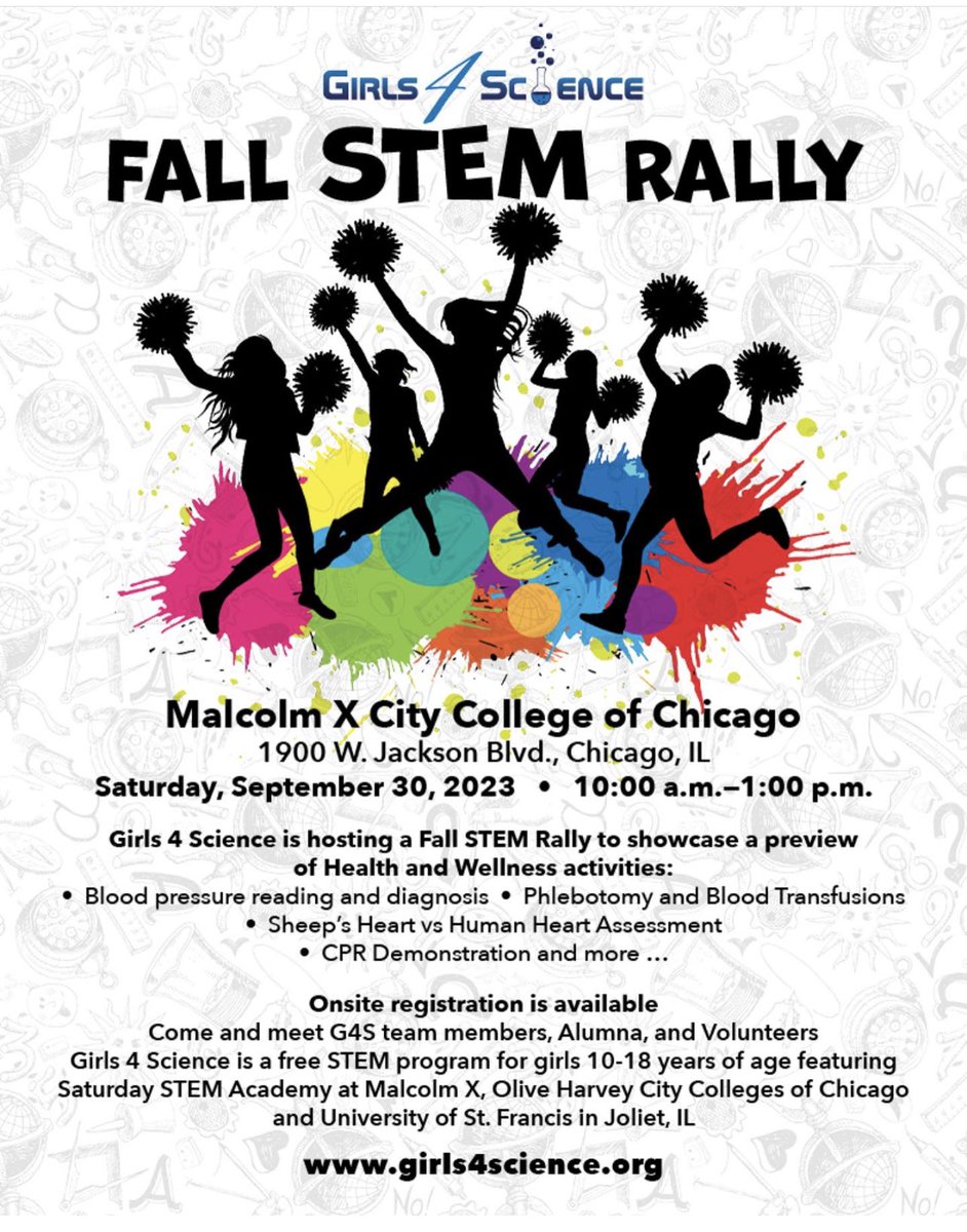 🗣️Next Saturday!!! 
🍂10-1pm! Join us at our Fall STEM Rally!
✅Register today @ girls4science.org 
Don't delay!