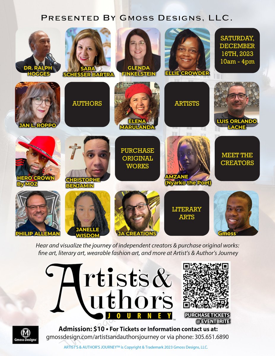 GmossDesign's tweet image. Our next show is Artist's &amp;amp; Author's Journey a literary art and visual art exhibit with professional creators of diverse backgrounds in North Miami Beach. #fineart #literaryart #artcollector  #poetry #paintings #wearableart #abstractart  #artistsandauthorsjourney #northmiamibeach