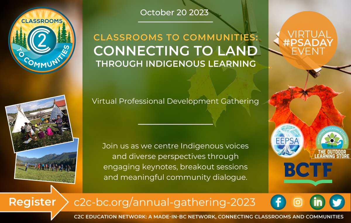 Don't miss out on this epic Indigenous Learning Professional Development Gathering

Early Bird Registration until Sept 30 Only!

➡️ c2c-bc.org/annual-gatheri…

<a href="/EEPSA/">EEPSA</a>  <a href="/bctf/">BC Teachers’ Federation</a>